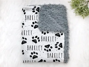 Personalized dog Paw Print Pet Blanket