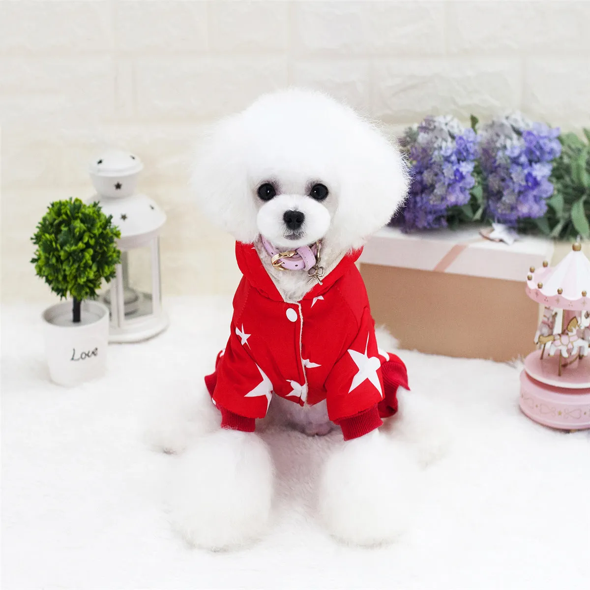 Pet / Dogs / Stars Hooded Puffer Snowsuit