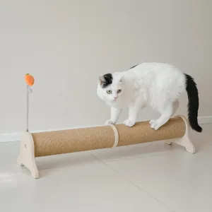PETKARAY Horizontal Scratching Post, 30" Sisal Cat Scratch Post, Large Cat Scratcher with Spring Toy, Protect Furniture for Indoor Kitten