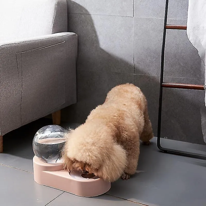 pink 1.8L auto food fountain for water drinking single large bowl feeding container AZ12602