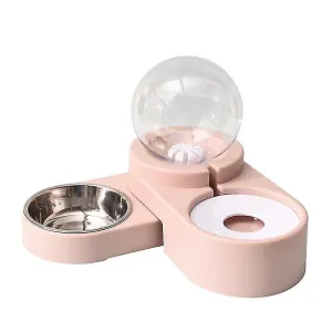 pink 1.8L auto food fountain for water drinking single large bowl feeding container AZ12602