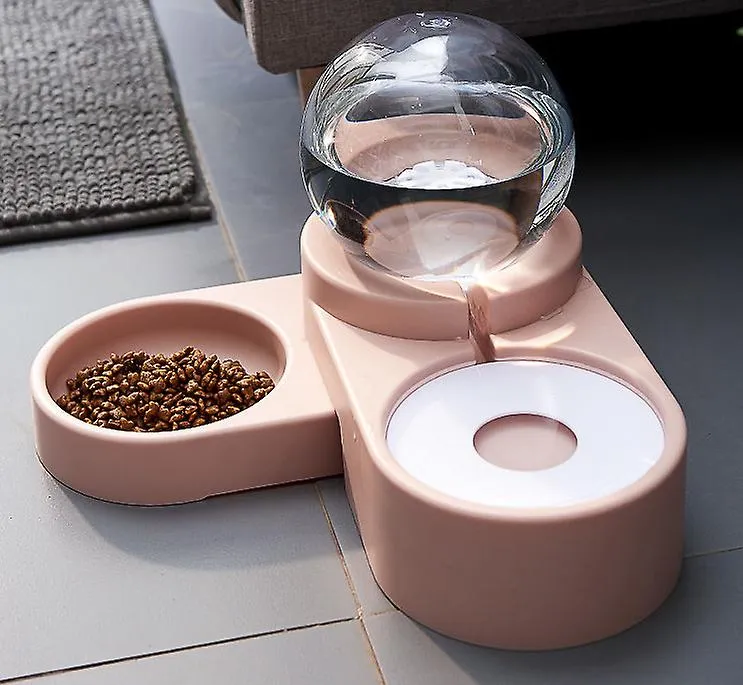 pink 1.8L auto food fountain for water drinking single large bowl feeding container AZ12602