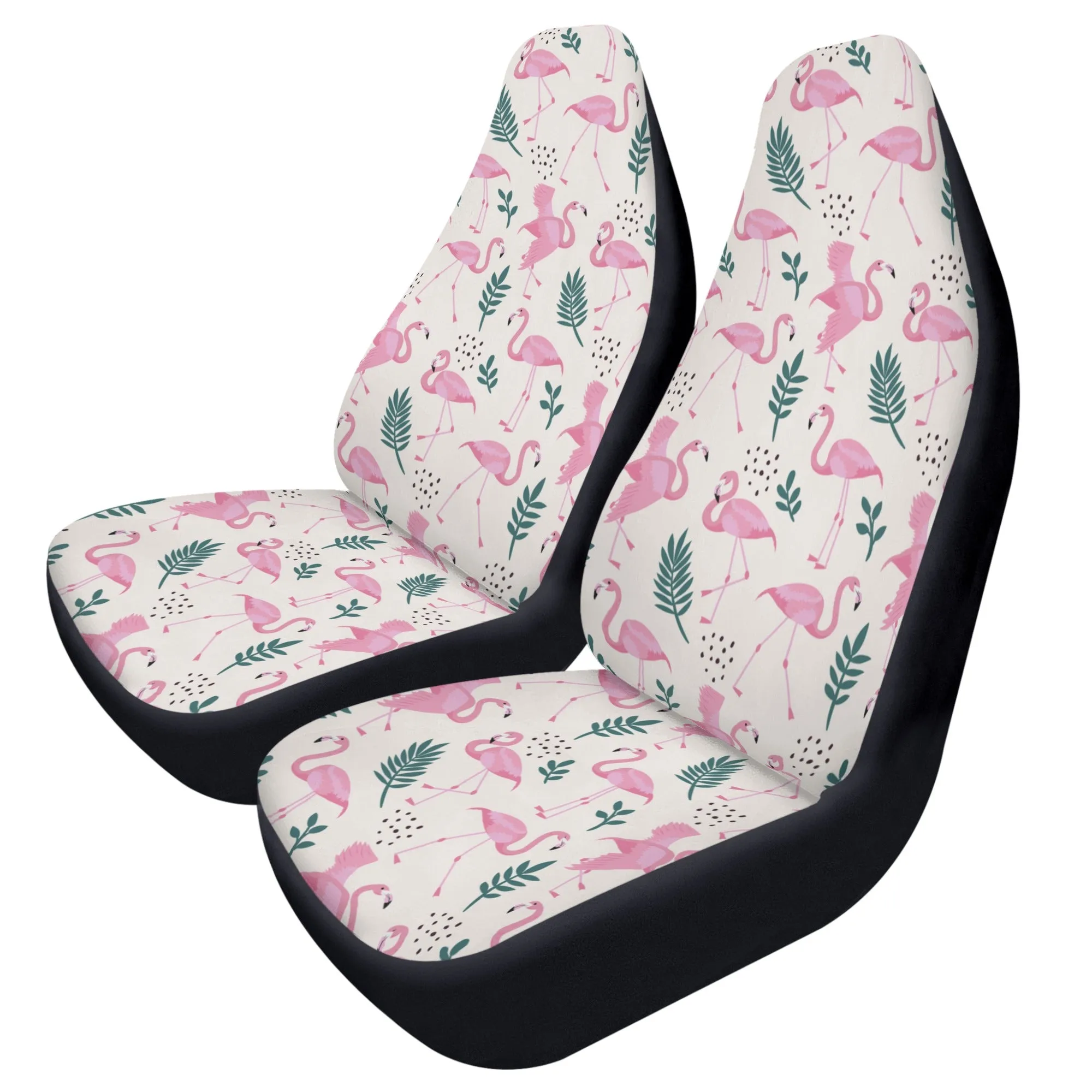 Pink Flamingo Car Seat Covers (2 pcs), Tropical Pattern Front Seat Dog Vehicle SUV Universal Protector Accessory Men Women