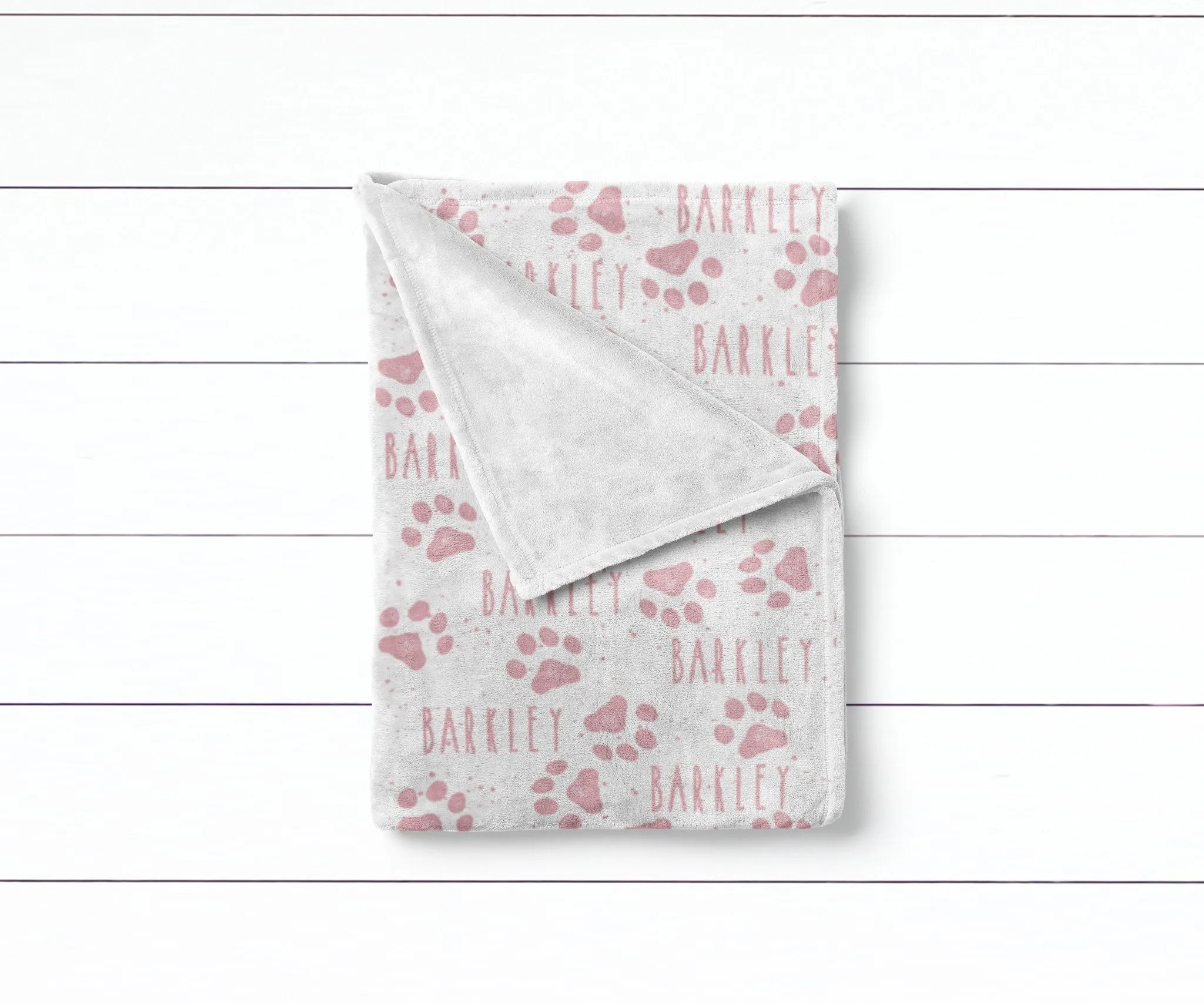 Pink Personalized Dog Paw Print Pet Blanket