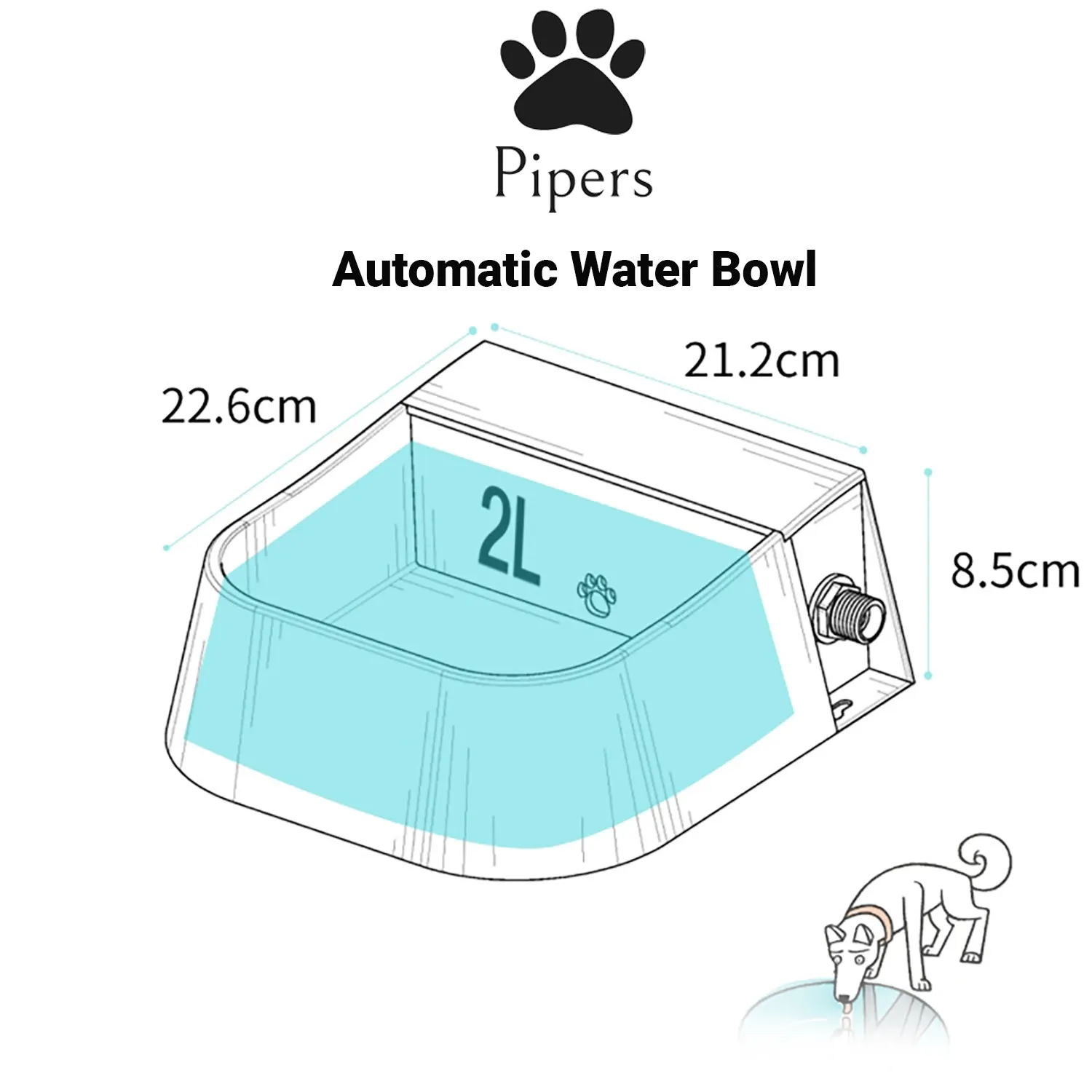 Pipers Pet Water Bowl Heating Constant Temperature Automatic Dispenser Feeding