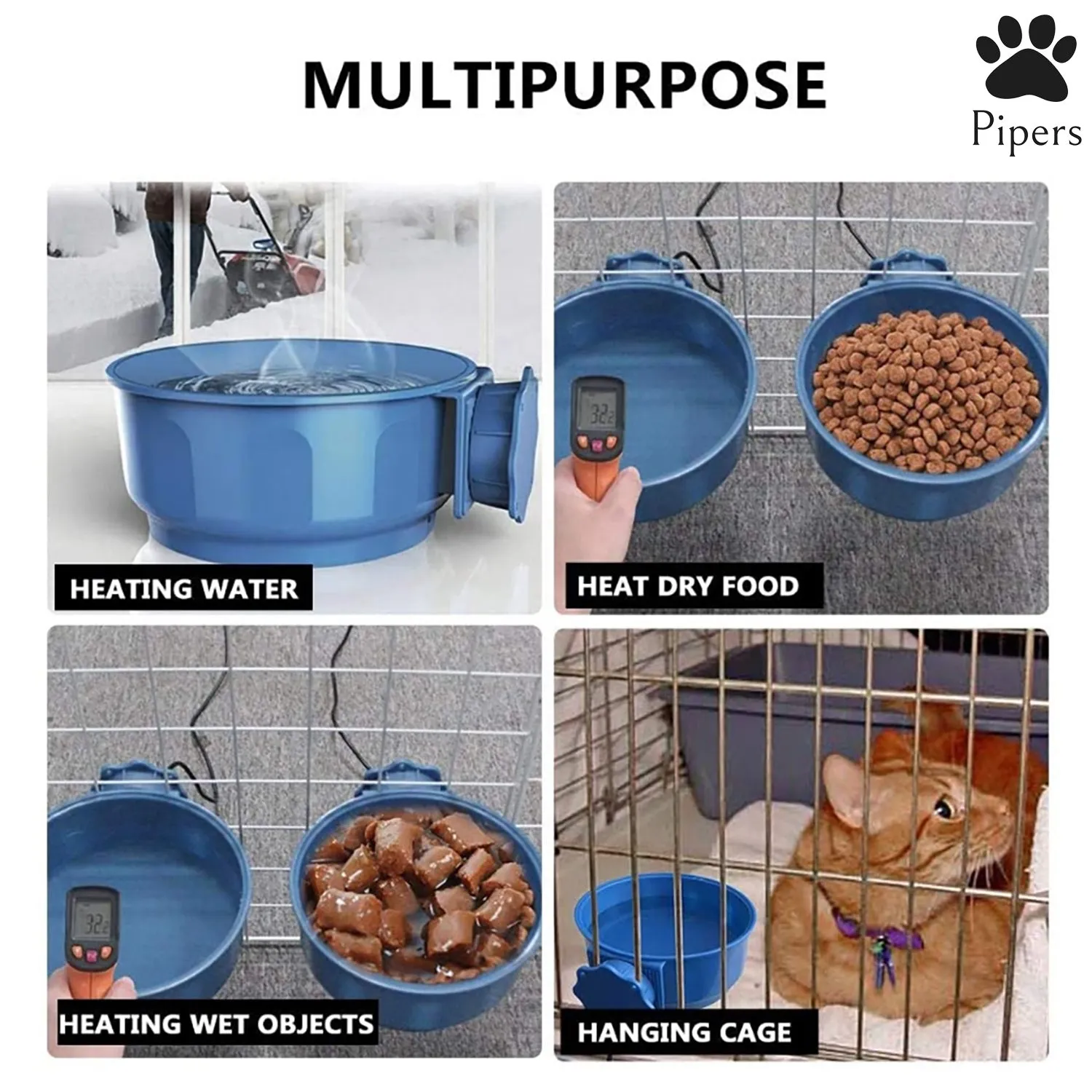 Pipers Pet Water Bowl Heating Constant Temperature Automatic Dispenser Feeding