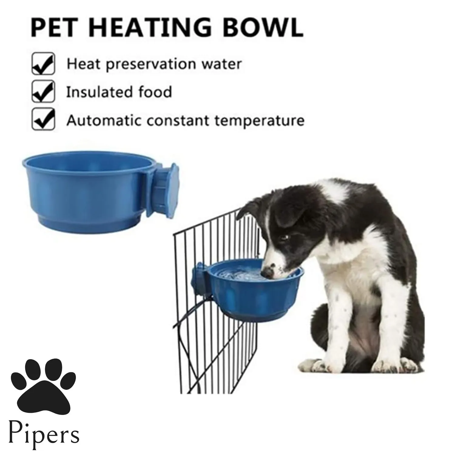 Pipers Pet Water Bowl Heating Constant Temperature Automatic Dispenser Feeding
