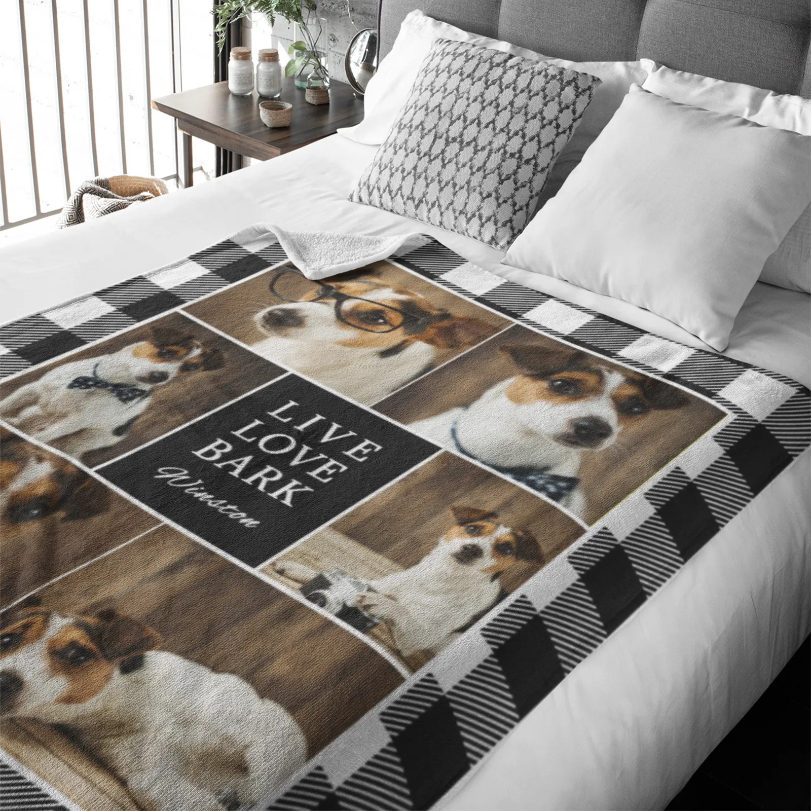 Plaid Pattern Collage Premium Fleece Photo Blanket