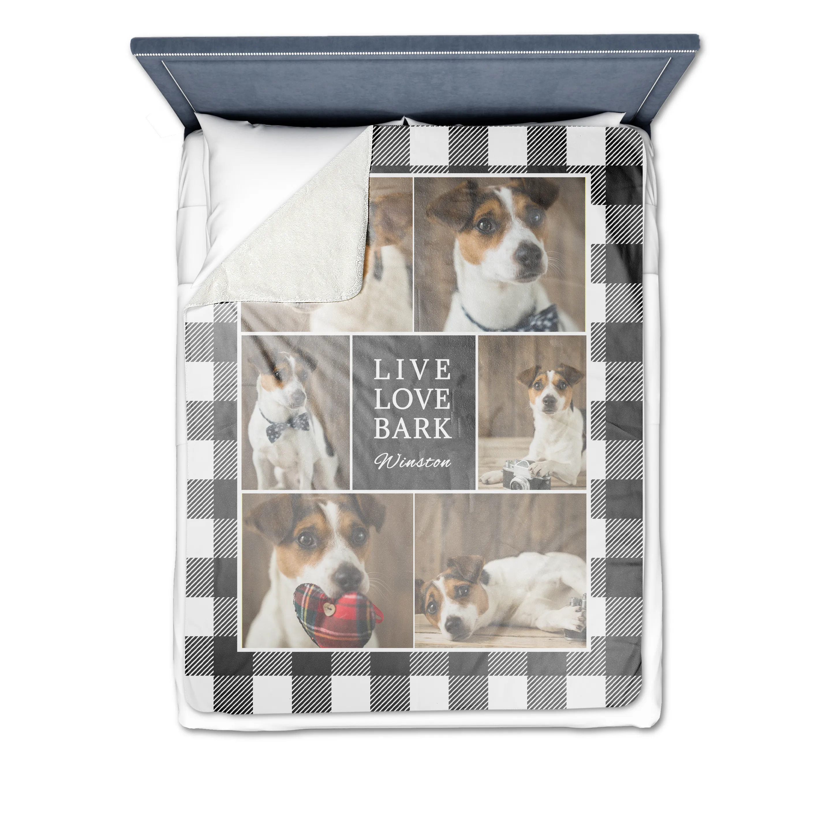 Plaid Pattern Collage Premium Fleece Photo Blanket