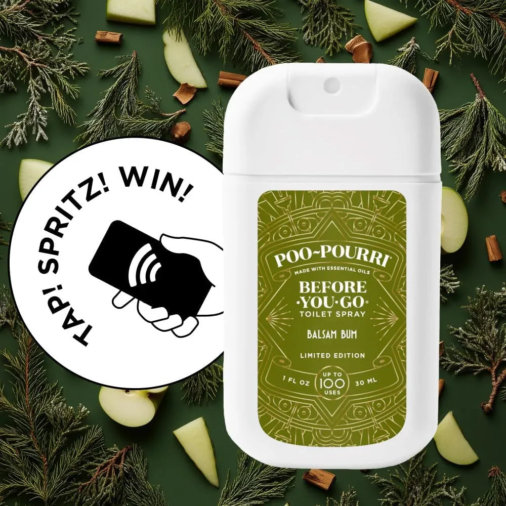 Poo-Pouri Before-You-Go Holiday Pocket Sprayer, Balsam Bum, 1 Fl Oz - Balsam Fir, Apple and Cedarwood