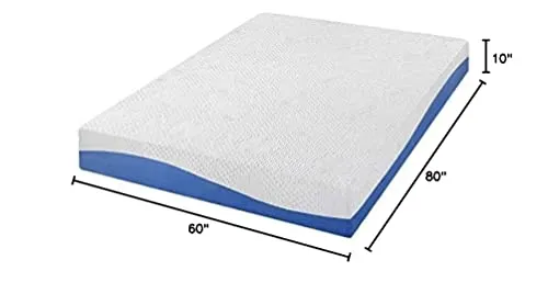 PrimaSleep Wave Gel Infused Memory Foam Mattress, 10'' H, Queen, Blue