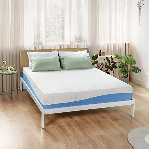PrimaSleep Wave Gel Infused Memory Foam Mattress, 10'' H, Queen, Blue