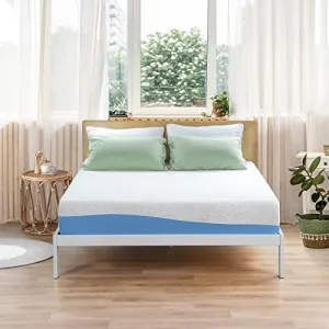 PrimaSleep Wave Gel Infused Memory Foam Mattress, 10'' H, Queen, Blue