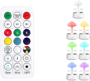 Raining Cloud Night Light with White Noise Remote Control Adapter Desk Fountain Bedroom Living Room for Sleeping Relaxing Gifts for Kids Boys Girls Men Women Birthday Holiday Christmas