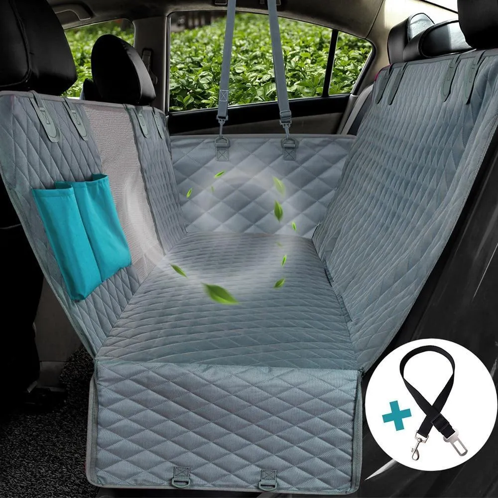 Rear Seat Cover For Pets With Zipper & Pockets