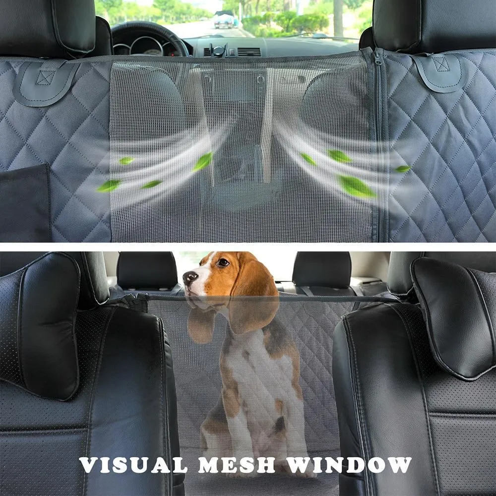 Rear Seat Cover For Pets With Zipper & Pockets