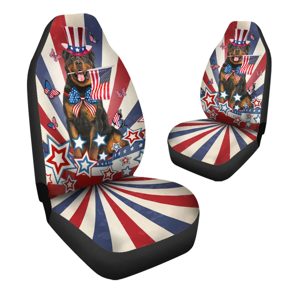 Rottweiler Inside American Flag Car Seat Covers