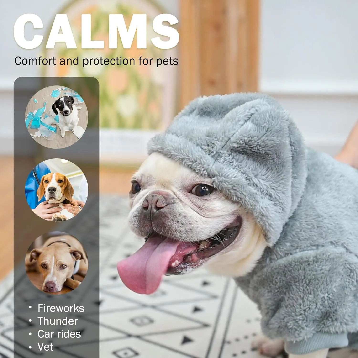 SCENEREAL Fuzzy Dog Sweater/Hoodie for Small Medium Large Dogs, Fleece M Sized Warm Dog Sweatshirtfor Girl Boy Dog,Winter Dog Clothes Bulldog Cute Male/Female Dog Outfit with Leash Hole