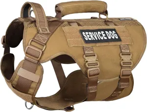 Service Dog Vest for Large Dog, Military Mesh Breathable Lift Harness with Molle Vest with 39g Metal Buckle for Training Hiking Walking