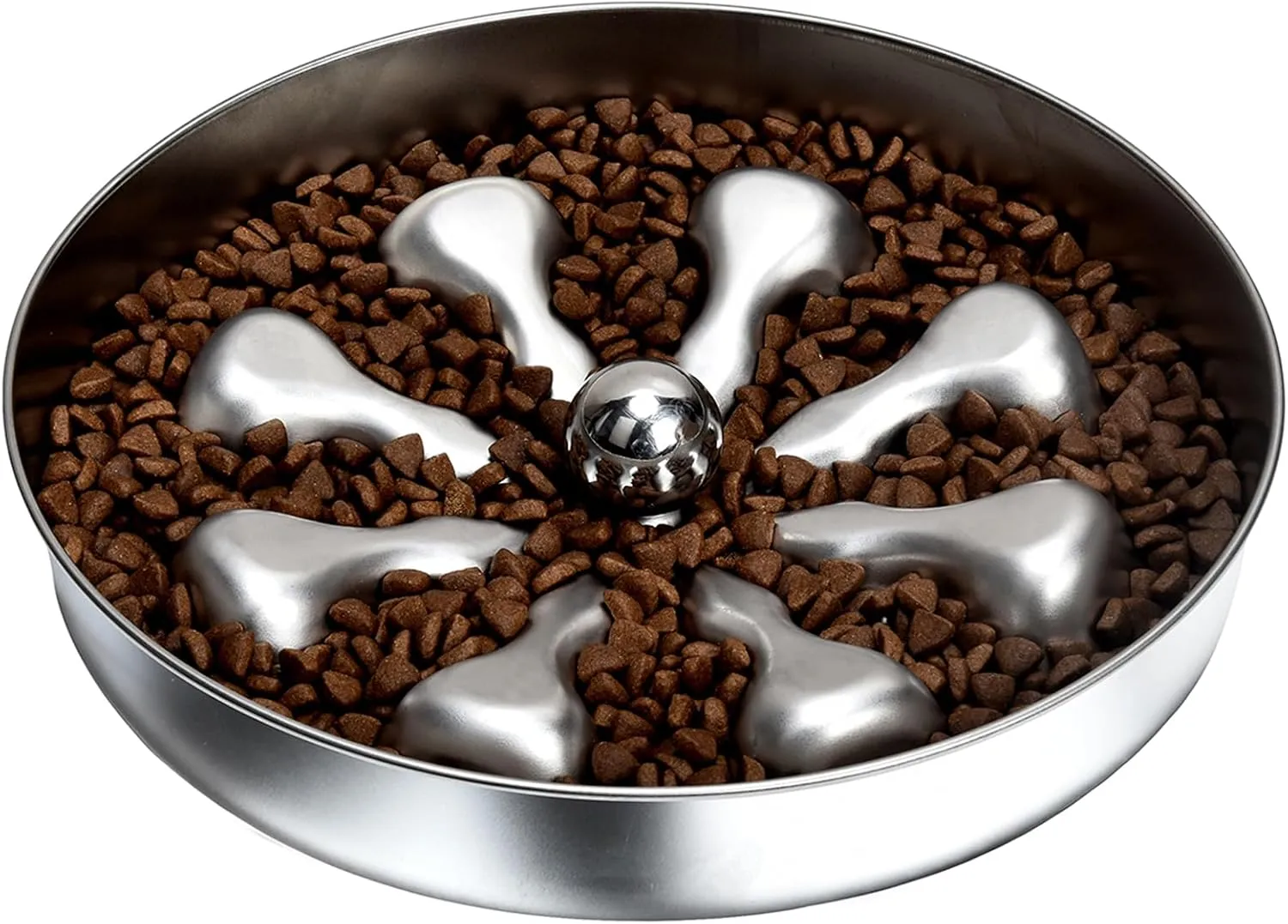 Slow Feeder Dog Bowls, Non-Slip Metal Food Bowls, 304 Stainless Steel Water Bowl, Bones Design Dog Slow Feeder Bowl for Small Medium Large Dogs