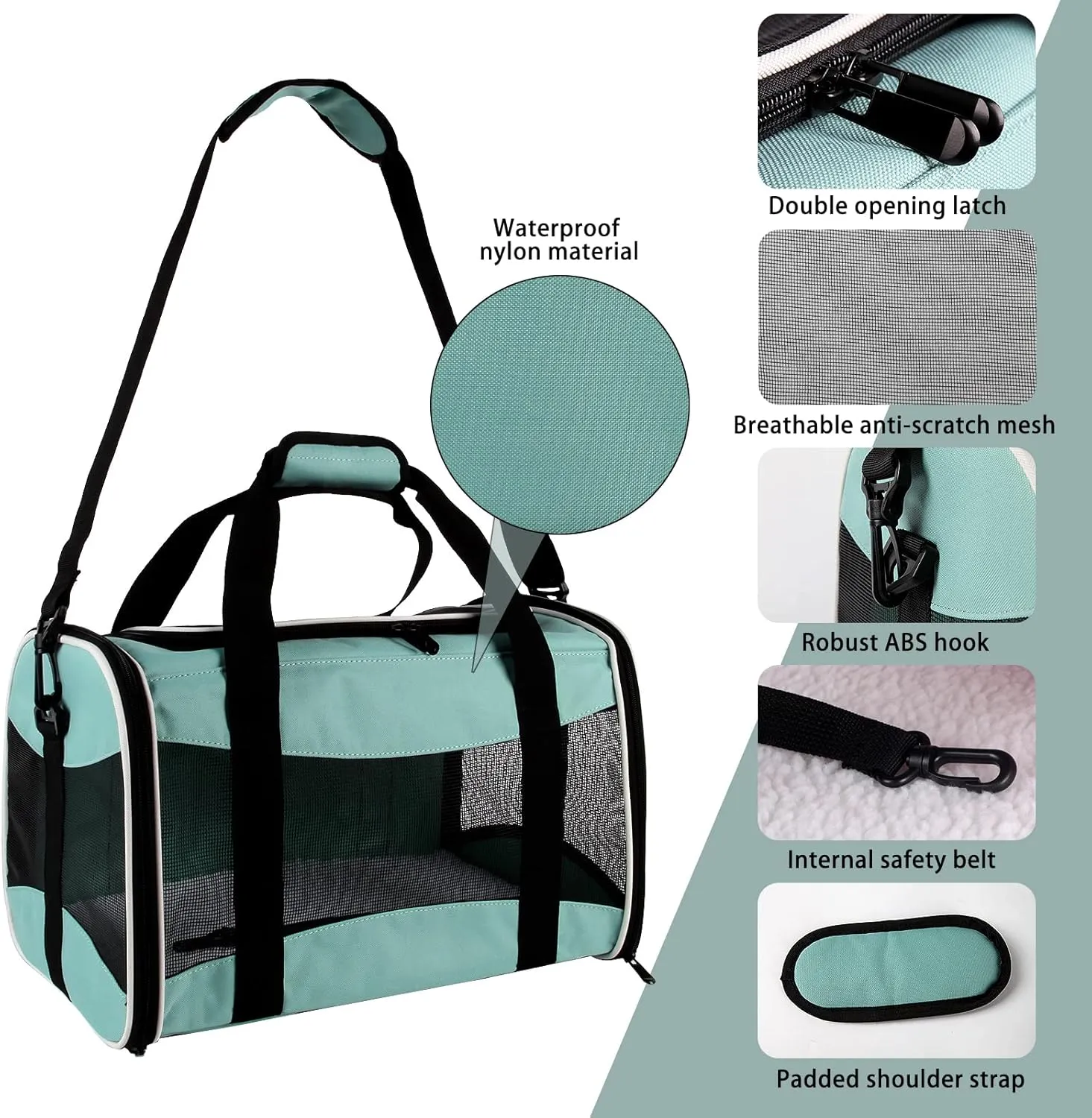 Small Animal Travel, Carrier for Hedgehog Rat Parrot Bird Guinea Pig, Lizards Carrier, Soft Sided Travel Carrier Portable Guinea Pig Up to 10 Lbs (15 * 10 * 10, Green)