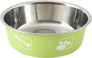 Stainless Steel Dog Bowl Non Slip,Dog Food Water Bowls Dishwasher Safe,Dog Food Water Bowls Reusable Insulated Stainless Steel Food Bowls No Slip Pet Feeding Bowl for Dog Cat (Green, M)