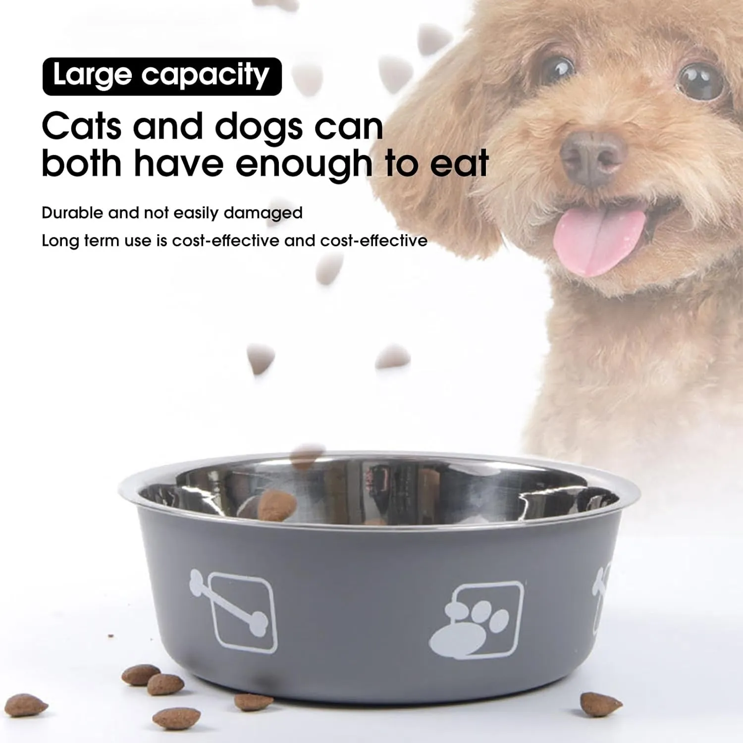 Stainless Steel Dog Bowl Non Slip,Dog Food Water Bowls Dishwasher Safe,Dog Food Water Bowls Reusable Insulated Stainless Steel Food Bowls No Slip Pet Feeding Bowl for Dog Cat (Green, M)