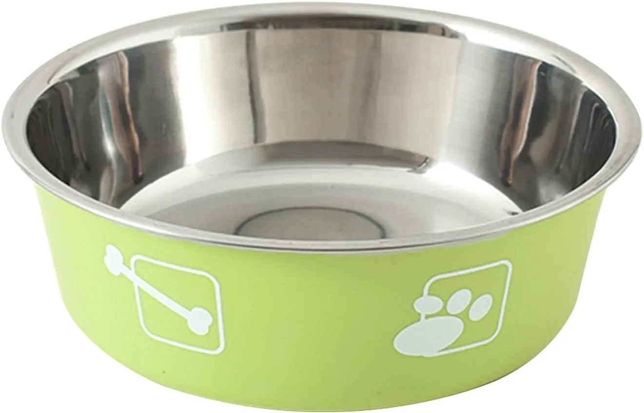 Stainless Steel Dog Bowl Non Slip,Dog Food Water Bowls Dishwasher Safe,Dog Food Water Bowls Reusable Insulated Stainless Steel Food Bowls No Slip Pet Feeding Bowl for Dog Cat (Green, M)
