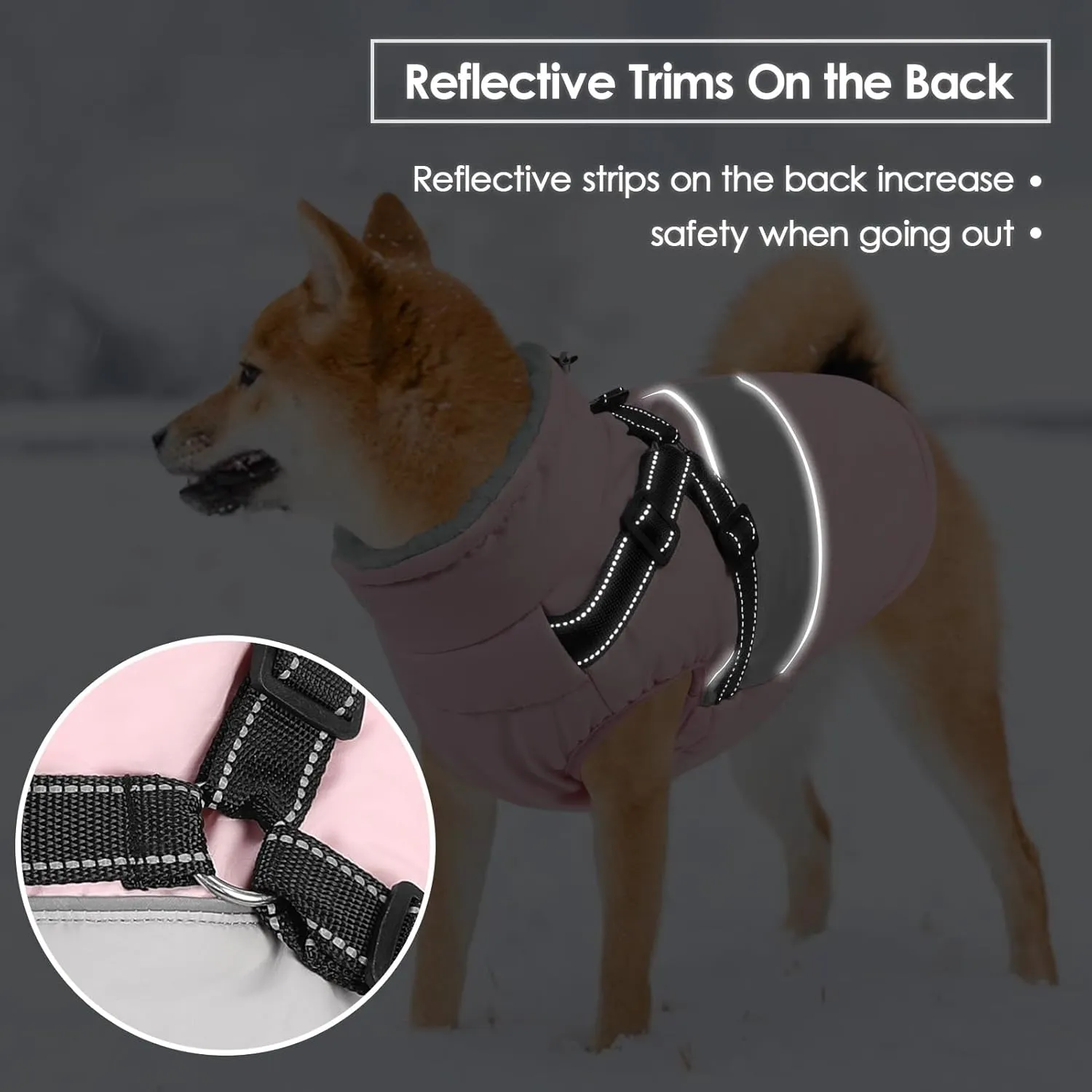 SUNFURA Dog Coat for Large Dogs, Warm Pet Jacket Winter with Harness Built in, Waterproof Pet Snow Jacket with Furry Collar, Reflective Fleece Snowsuit for Extra Large Breeds, Pink XL