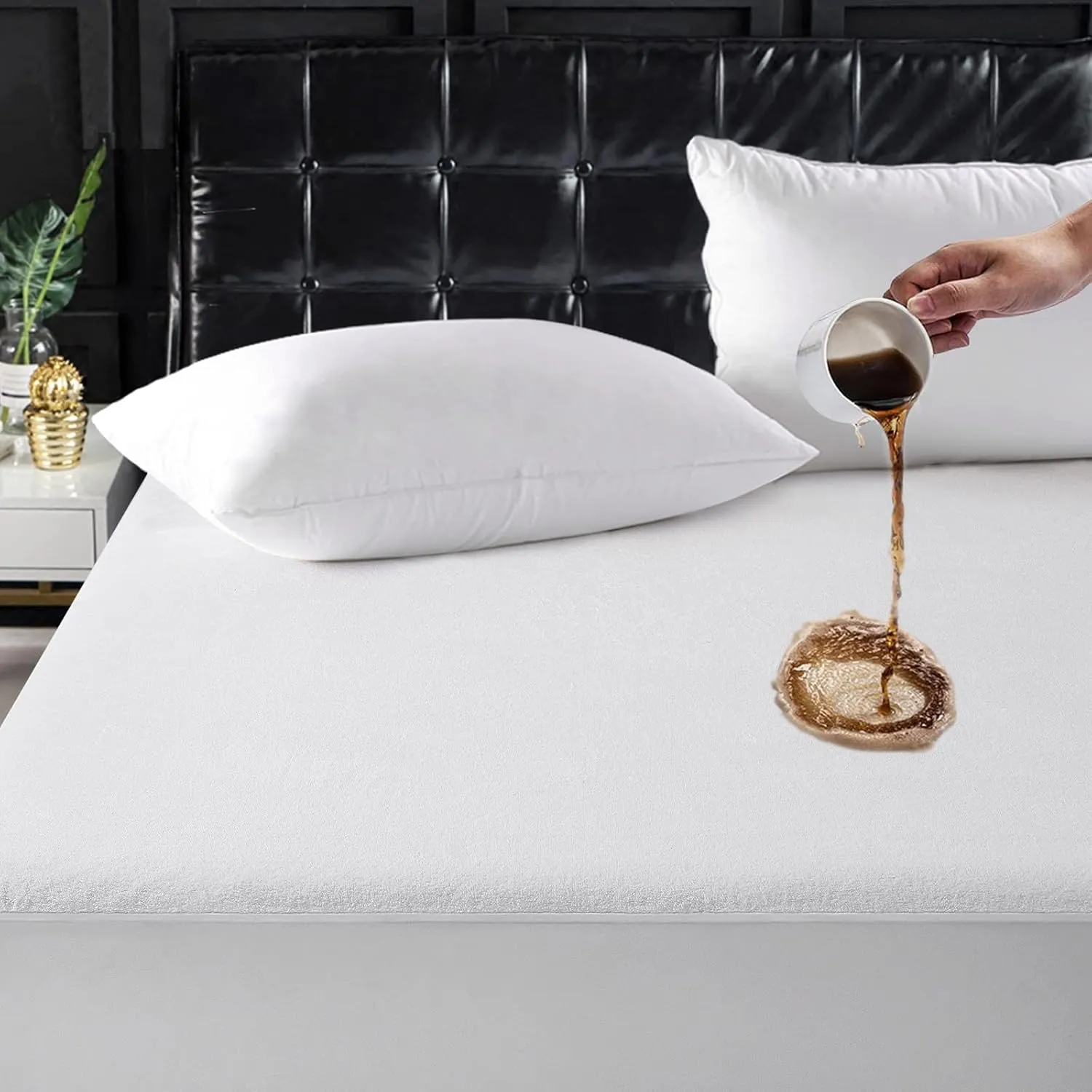 TASTELIFE California King Mattress Protector- 100% Waterproof Fitted with Deep Pocket Mattress Cover - Breathable Noiseless Waterproof Washable Mattress Protector - Vinyl Free (Cali King, White)