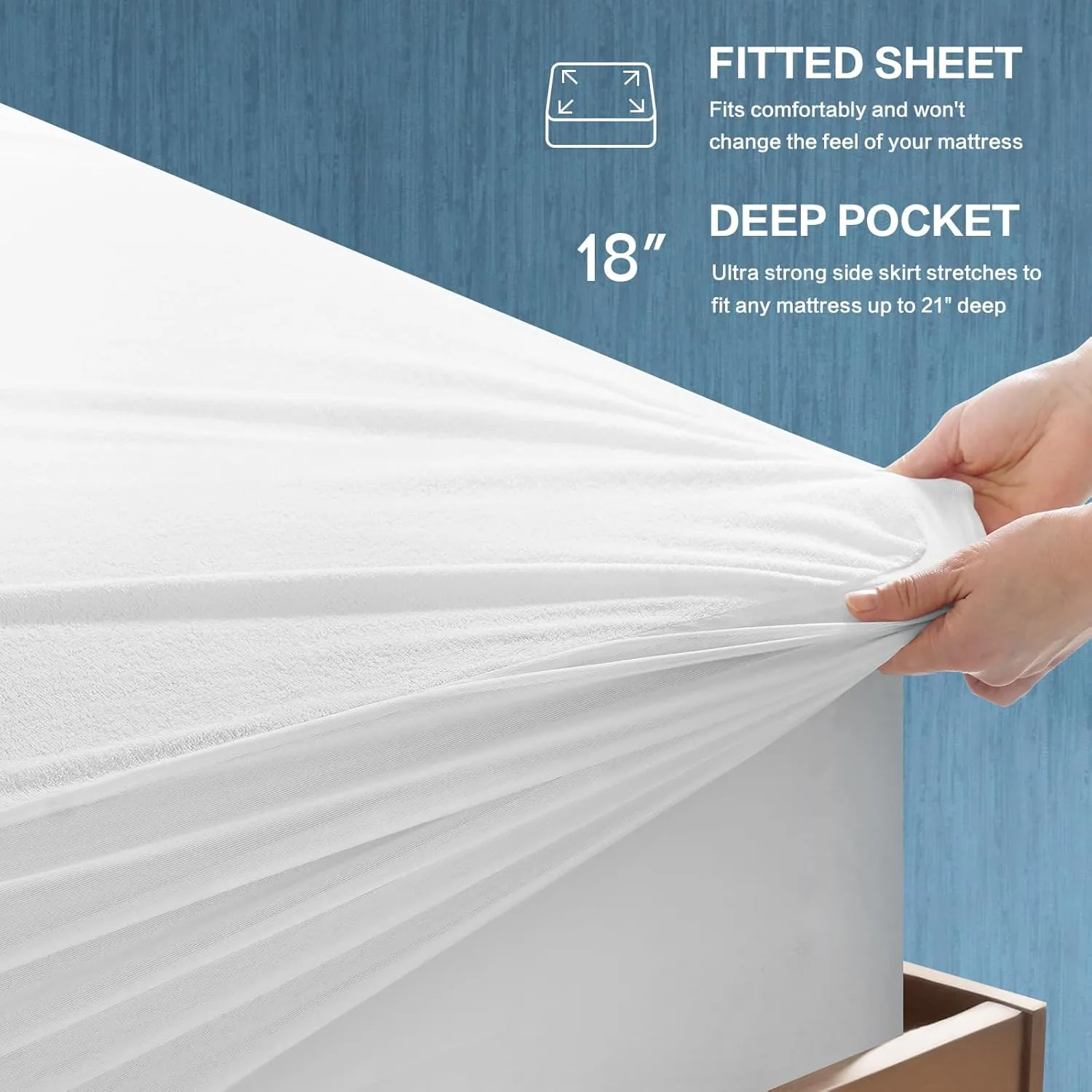 TASTELIFE California King Mattress Protector- 100% Waterproof Fitted with Deep Pocket Mattress Cover - Breathable Noiseless Waterproof Washable Mattress Protector - Vinyl Free (Cali King, White)