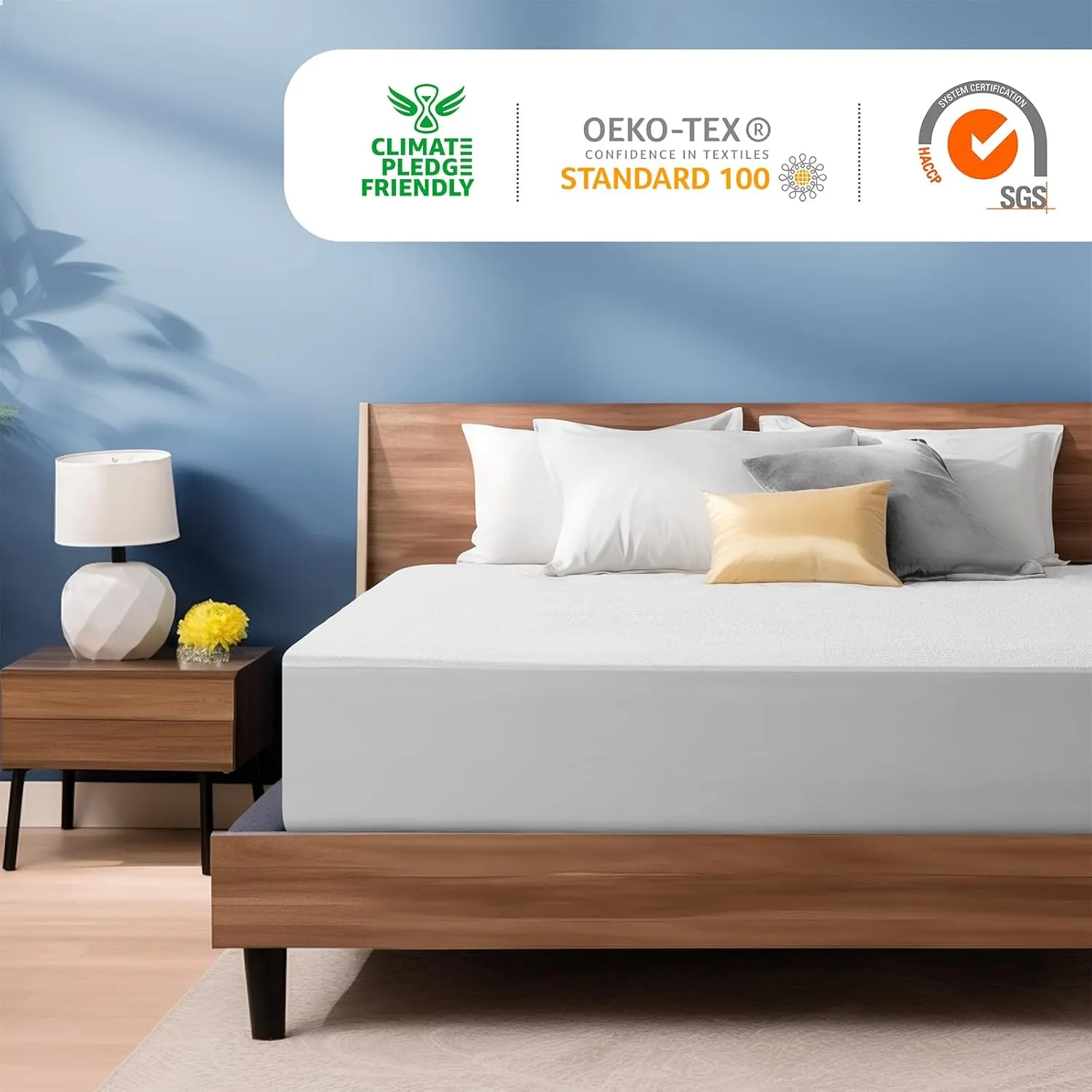 TASTELIFE California King Mattress Protector- 100% Waterproof Fitted with Deep Pocket Mattress Cover - Breathable Noiseless Waterproof Washable Mattress Protector - Vinyl Free (Cali King, White)