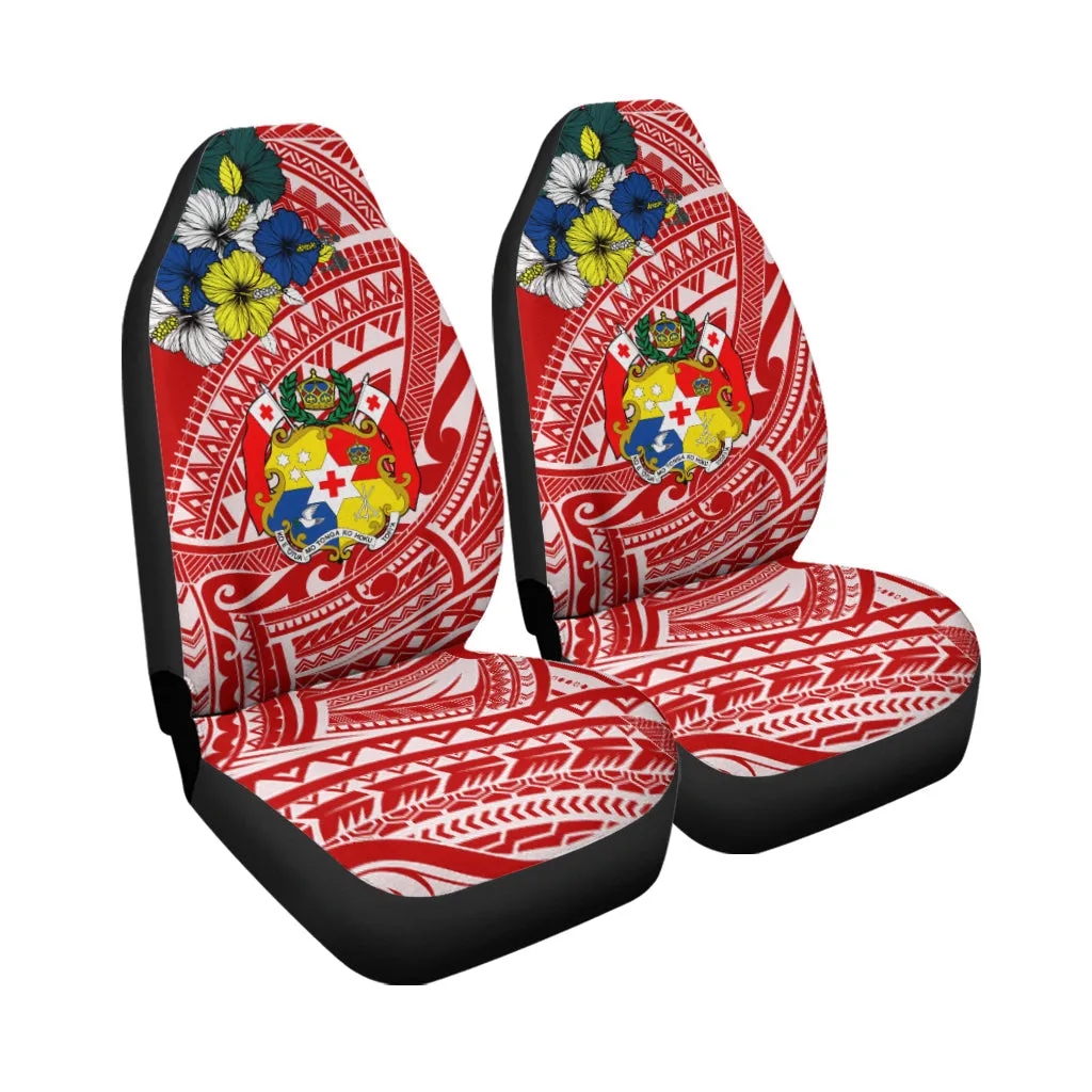Tonga Car Seat Covers Polynesian Pattern Red Color