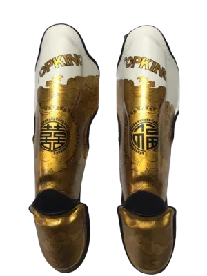 Top King Shin Guards TKSGCT-CN01 Fook & Double Happiness White Gold