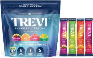 Trevi Sugar Free Electrolytes - Drink Mix Hydration Powder Packets - 28 Count - Variety Pack 1