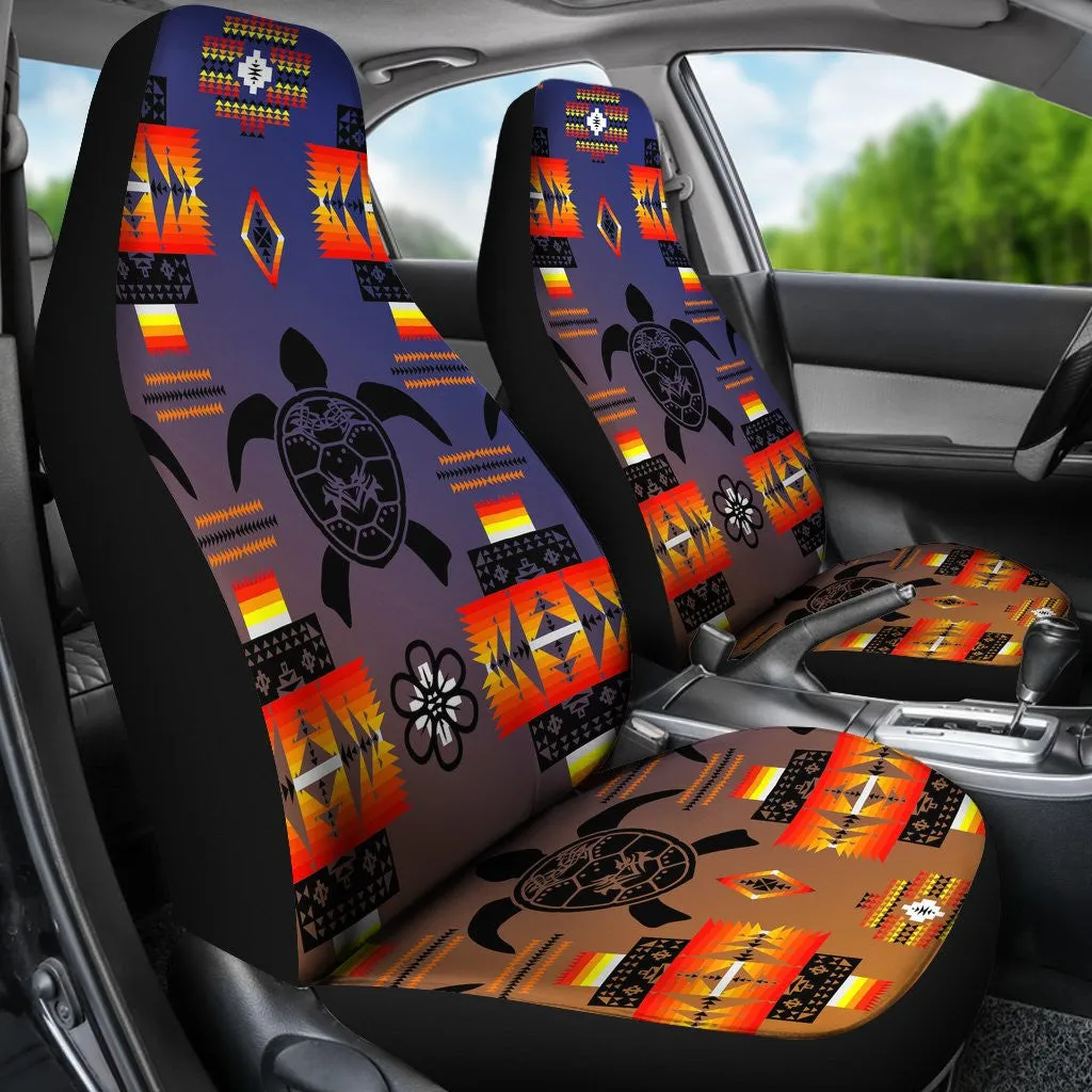 Turtle Dark Blue Orange Design No1 Print Car Seat Covers