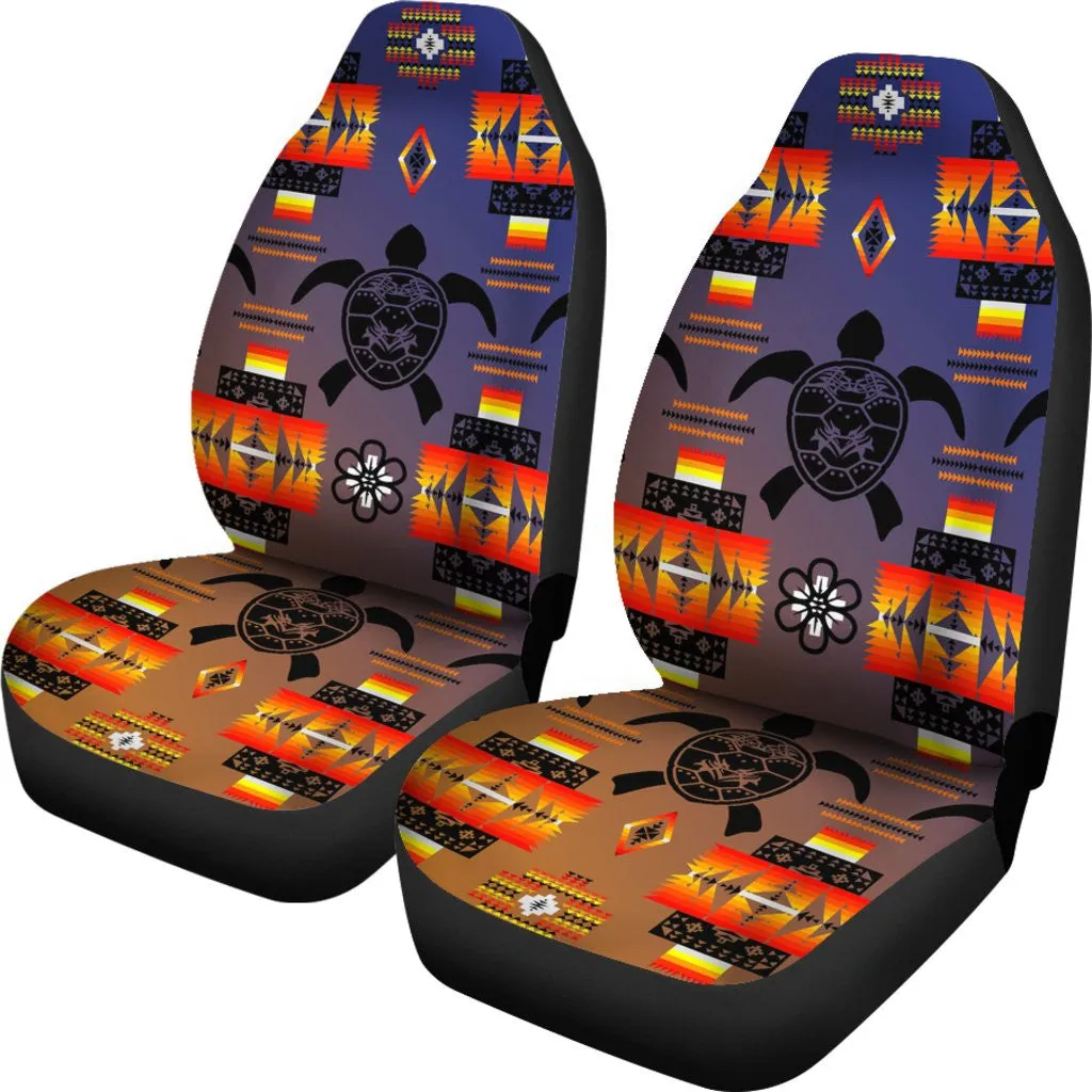 Turtle Dark Blue Orange Design No1 Print Car Seat Covers