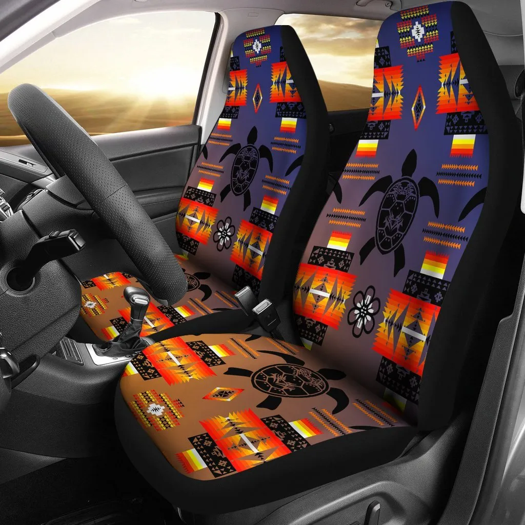 Turtle Dark Blue Orange Design No1 Print Car Seat Covers