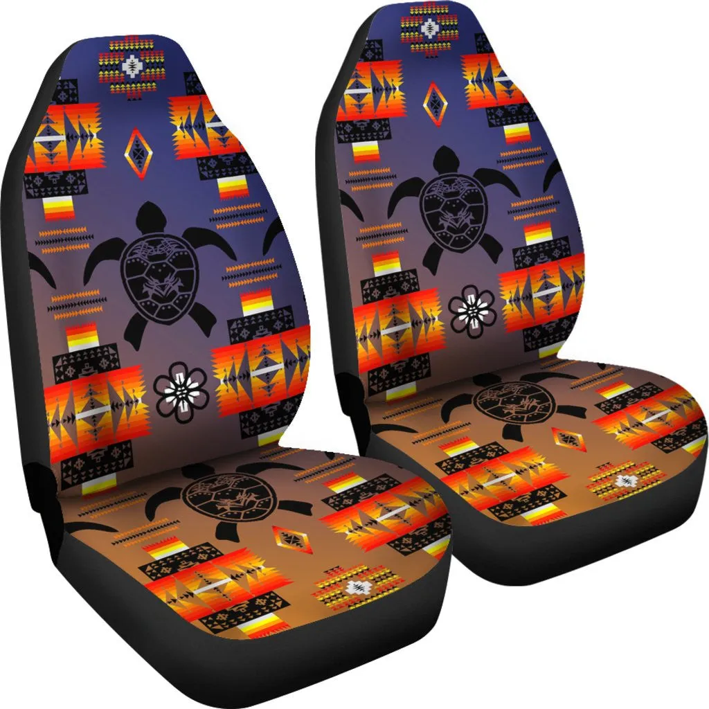 Turtle Dark Blue Orange Design No1 Print Car Seat Covers