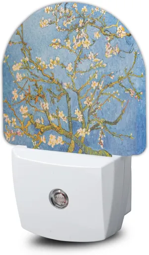 Van Gogh Almond Blossom Night Light, Dusk to Dawn Sensor Night Lights for Bedroom Bathroom Kitchen Hallway Stairs Hallway, Plug into Wall Nightlights