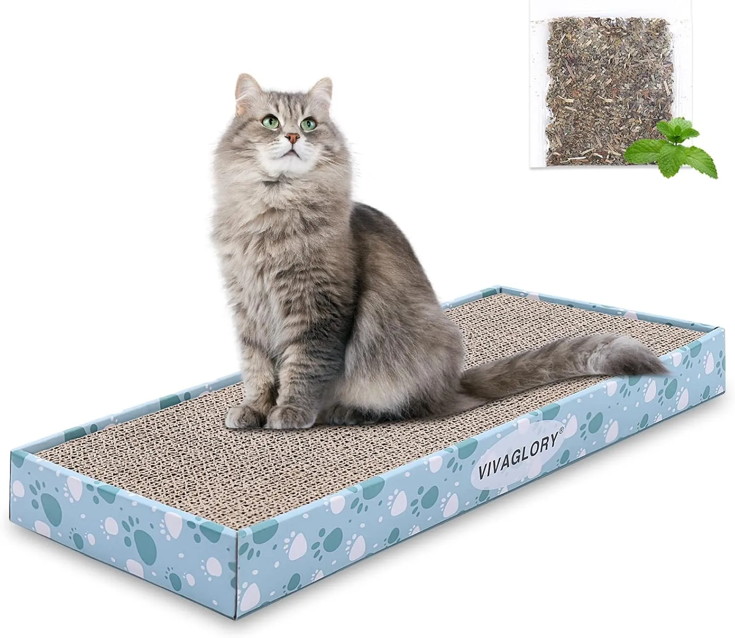 VIVAGLORY Cat Scratcher - Reversible Scratching Board & Pad Set, Cardboard, Catnip Included, 1 Pack