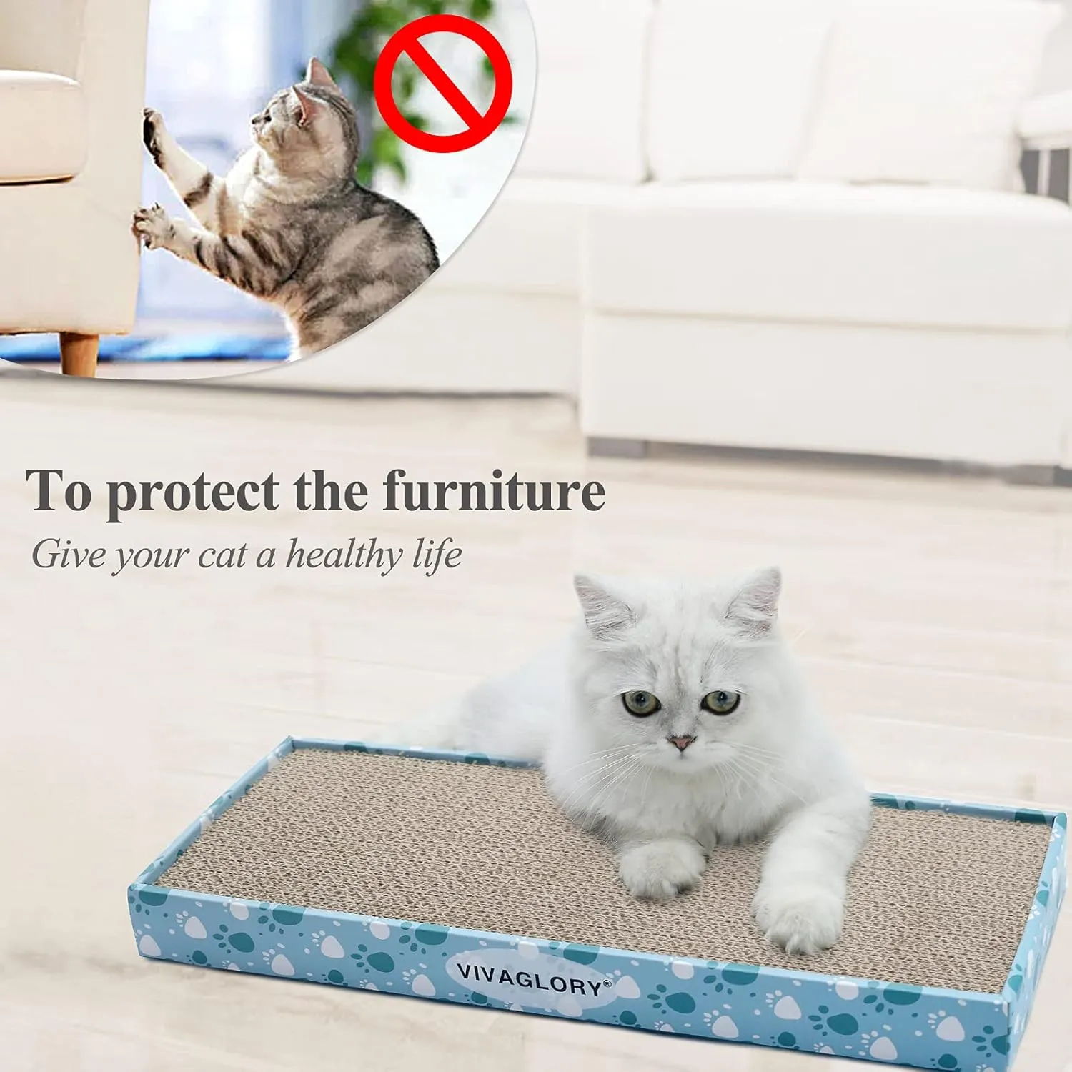 VIVAGLORY Cat Scratcher - Reversible Scratching Board & Pad Set, Cardboard, Catnip Included, 1 Pack