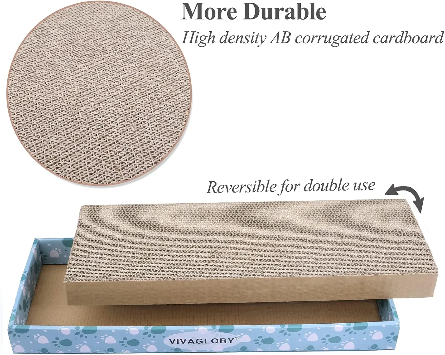 VIVAGLORY Cat Scratcher - Reversible Scratching Board & Pad Set, Cardboard, Catnip Included, 1 Pack