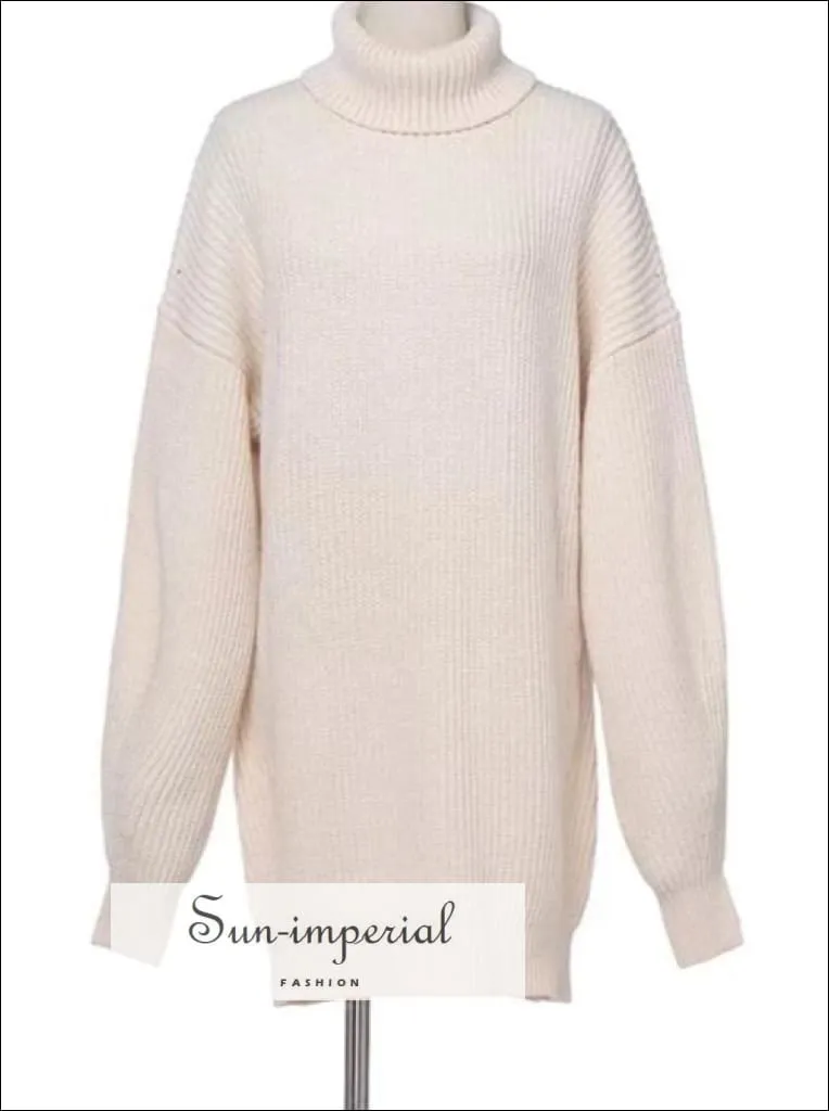 Winter Turtleneck Knitted Sweater Women Casual Loose Long Sweater Pullover Female Oversize Pull Knit