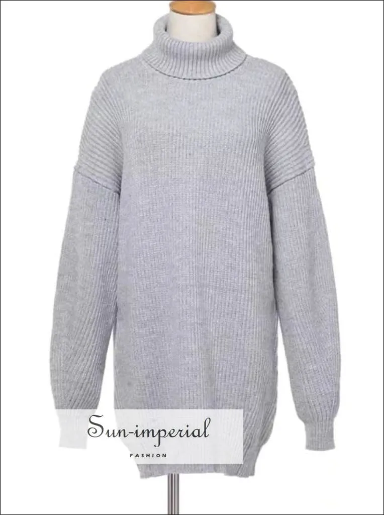 Winter Turtleneck Knitted Sweater Women Casual Loose Long Sweater Pullover Female Oversize Pull Knit