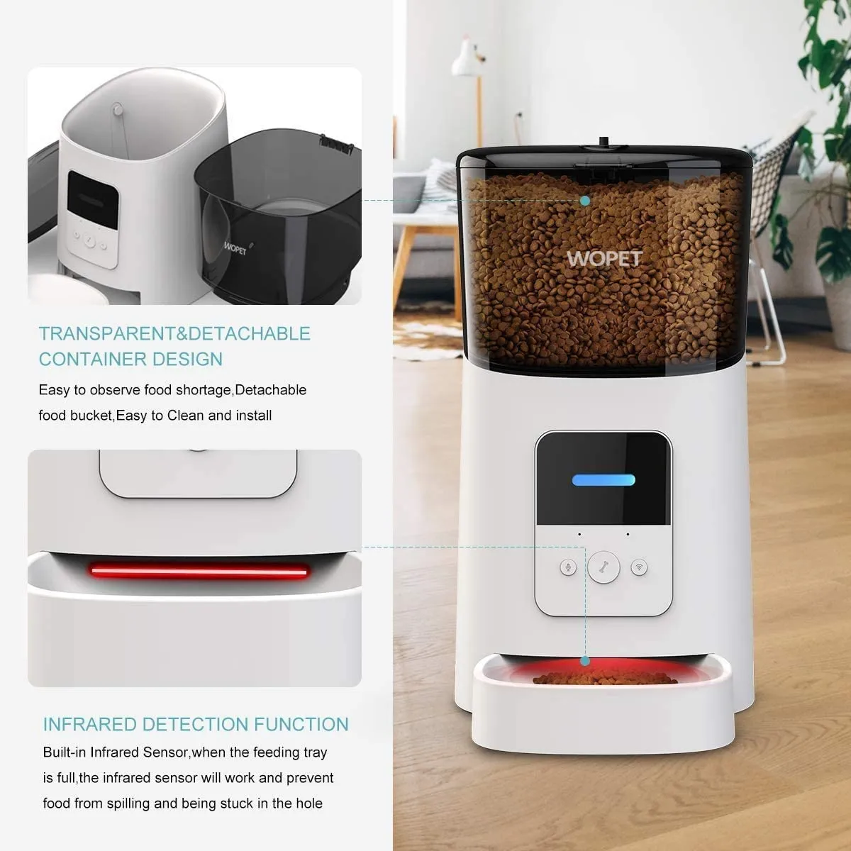 WOPET Automatic Pet Feeder: Keep Your Pets Fed & Happy, Even When You're Away!