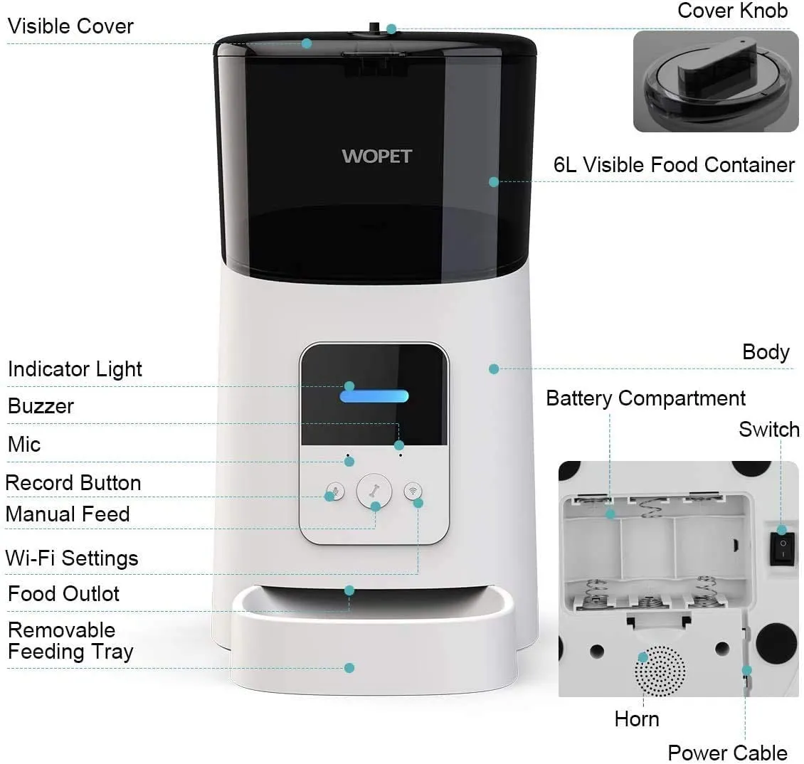 WOPET Automatic Pet Feeder: Keep Your Pets Fed & Happy, Even When You're Away!