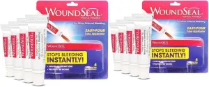 WoundSeal Powder 4 Each (Pack of 2) - Wound Care First Aid for Cuts, Scrapes and Abrasions - Stops Bleeding in Seconds Without Stitches or Bandages - Safe and Effective for People of All Ages and Pets