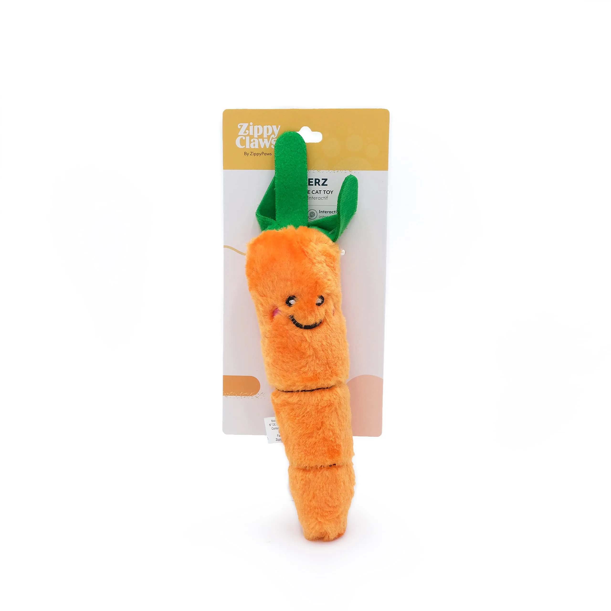 Zippy Paws Kickerz Carrot Plush Catnip Cat Toy - Small